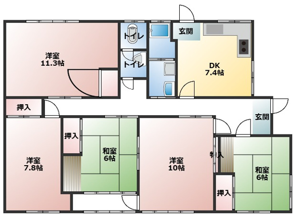 【下中山戸建ての間取り】
