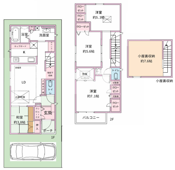 【東急東横線「武蔵小杉」中古戸建の間取り】