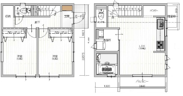 建物参考プラン／建物販売価格：2、200万円（税込）1階面積：29.81平米　2階面積：29.81平米　合計：59.62平米