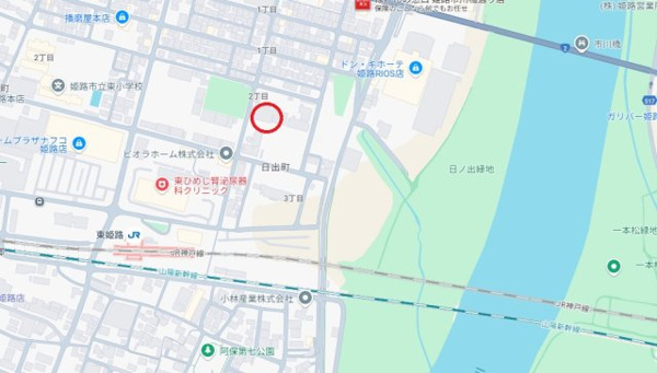 【日の出ハイツ JR「東姫路駅」徒歩4分の地図】