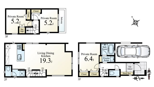 ―建物参考プランございます―　建物面積94.58？　3階建　3LDK　建物参考価格　万円　■土地ご購入の際のご参考にお役立てください　■建物プランの作成・ご相談・ハウスメーカーのご紹介も可能です