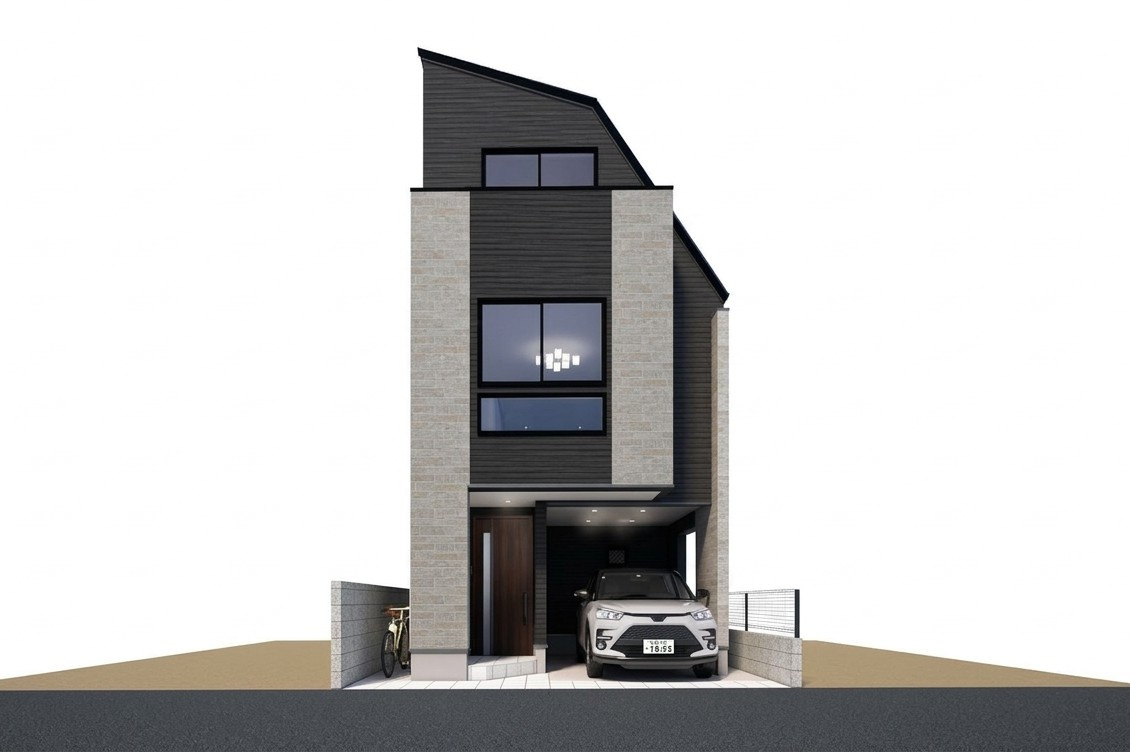 【建物参考プラン完成予想図】　建物面積94.58？　3階建　3LDK　ビルトインガレージ付　建物参考価格　万円