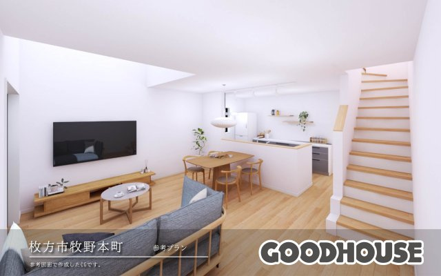 【参考プラン】吹き抜けが空間に広がりと明るさをプラスします。