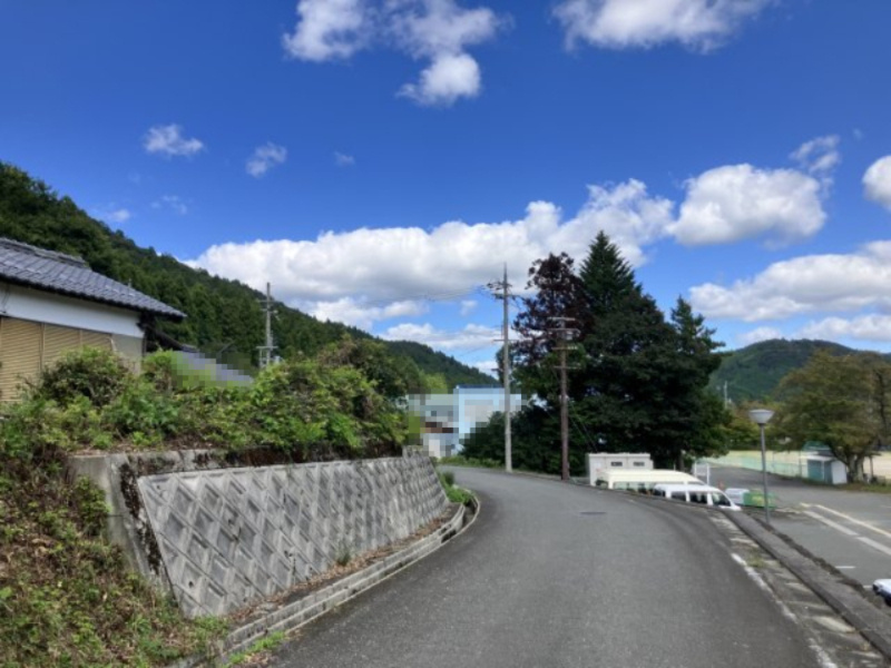 前面道路別角度、画面左手擁壁奥が対象物件です
