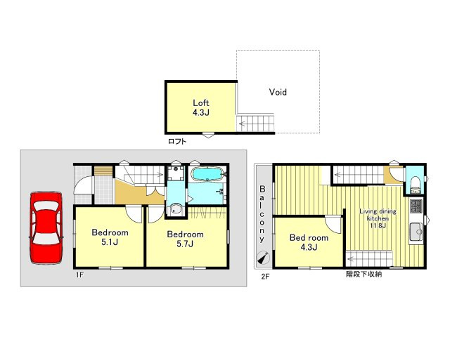 参考プラン　間取り　3LDK+Loftのお住まいのご提案です