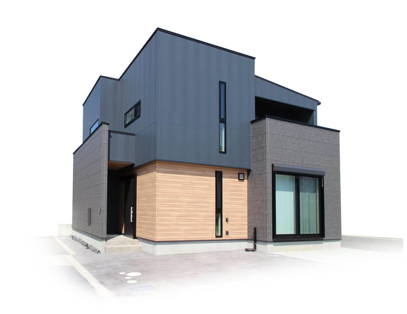 凹凸で視覚的なアクセントを加えた大人モダンな外観【プラン例】建物価格2240万円~、建物面積115.43？