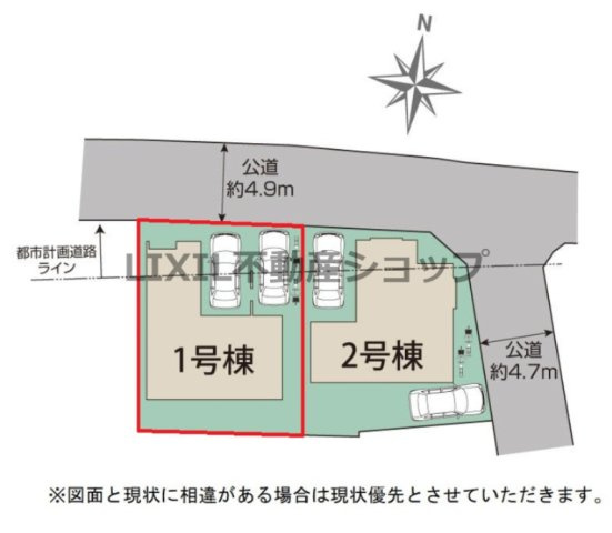 【区画図】区画図です。並列2台駐車可です。
