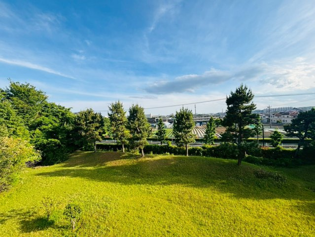 前面に棟がなく、緑豊かで眺望良好です♪　天候によっては多摩川花火大会も綺麗に望めます♪