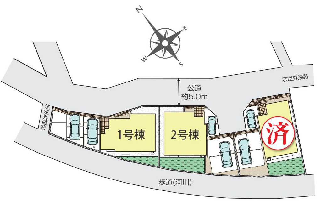 区画図は、土地の形状、境界、道路との関係を詳細に示す図面土地の正確な位置、面積、形状を把握し購入や建築計画の判断に不可欠です。区画整理や開発状況も示され、将来的な土地利用のイメージを掴む上でも重要。　