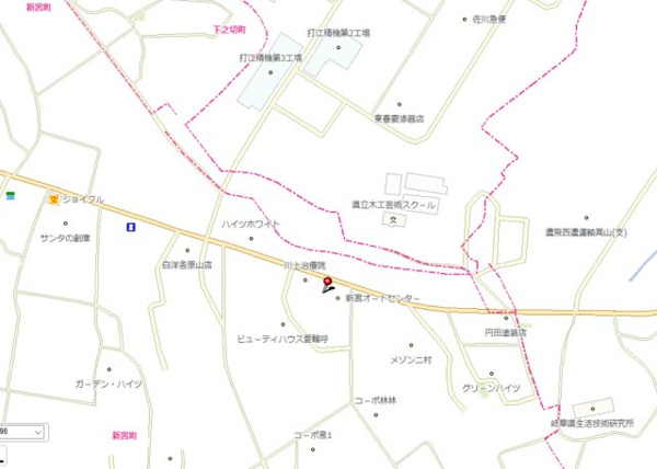 【戸建　高山市新宮町　580万の地図】