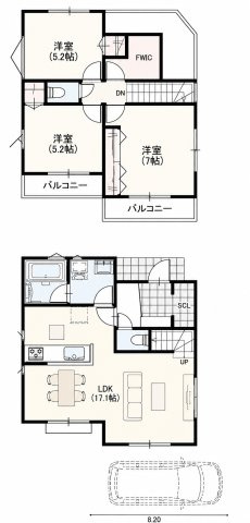 土地図＋建物プラン例