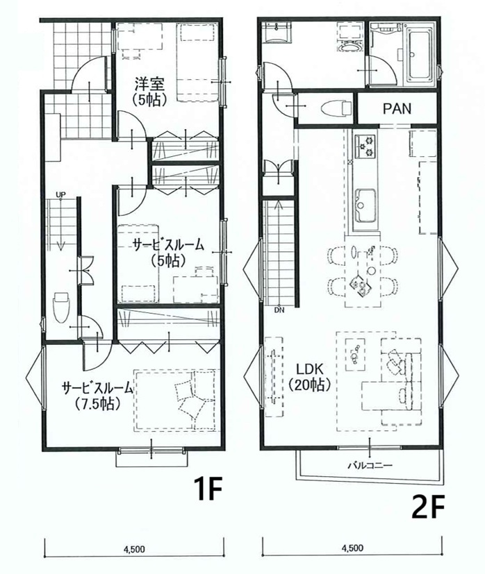 土地図＋建物プラン例