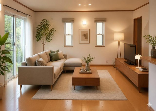 全居室フローリング仕様の明るいリビングダイニングです。20.3帖の広さがありご家族でゆったりお過ごしいただけます。横浜線片倉駅から徒歩14分の立地で、近隣の片倉車石北公園まで2mと至近です。