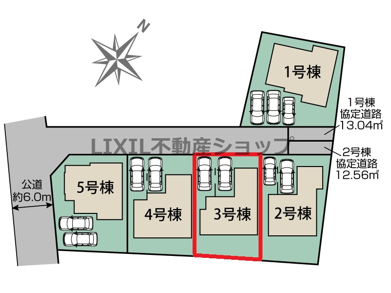 【区画図】並列駐車2台可能。道路の配置や道の広さ、日当たりなど、ぜひ現地もご確認ください。