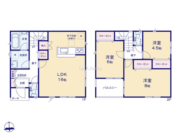 【筑西市下川島第2　新築戸建　2号棟の区画図】