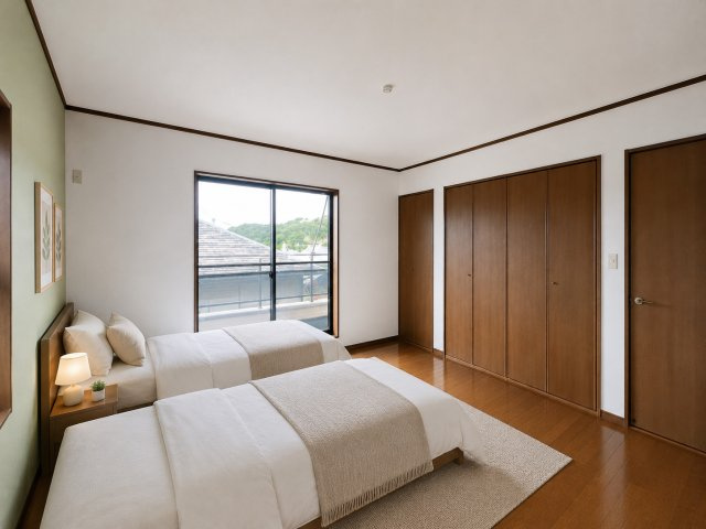 寝室にぴったりな洋室8帖（画像の家具はAIによって作成したものです）