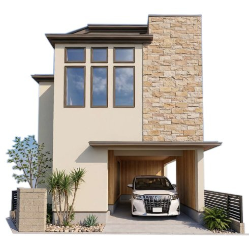 ■建物プラン例（完成予想図）建物面積：142.23？（43.02坪）、建物価格：6380万円　※別途、外構工事費・付帯工事費・諸費用等が必要となります　※当該プランの採用および変更は自由に可能です