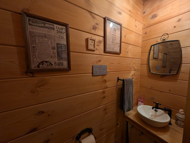 木のぬくもりに包まれた落ち着きのあるトイレ空間。窓からの採光もあり清潔に保たれています。