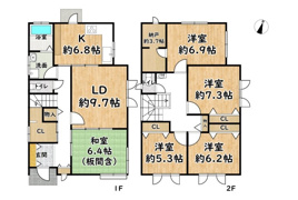 尼崎市下坂部1丁目/中古戸建 オーナーチェンジ の間取り