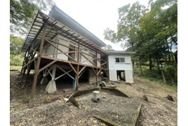 Ｌ字型ウッドデッキ付き 那須町の平屋の外観