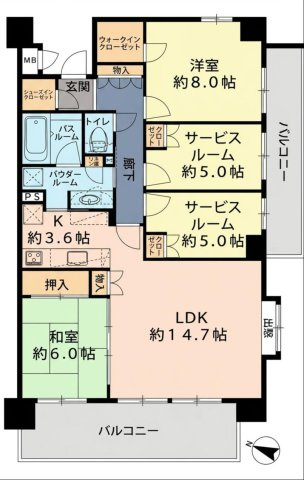 2LDK＋2Sの間取り。各部屋に収納がありうれしいですね。