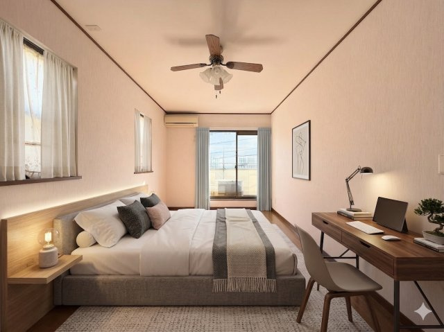 ◆室内はいつも明るい印象なので気持ちの良い朝を迎えられます。各部屋にはクローゼットを完備しており、収納が多いお家はすっきりして快適空間です。(家具はイメージです)