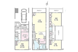 北区中十条3丁目　新築戸建　9288万円の間取り
