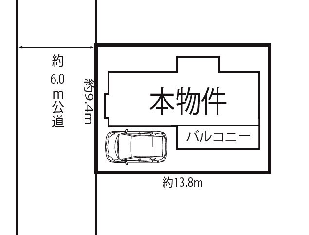 カースペース1台・整形地・土地面積132.13平米（約39.96坪）