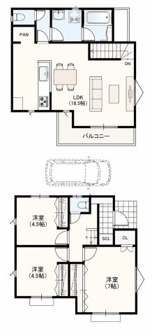 土地図＋建物プラン例