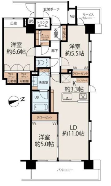【 HP限定公開 藤和シティホームズ武蔵小金井駅前　7階の間取り】
