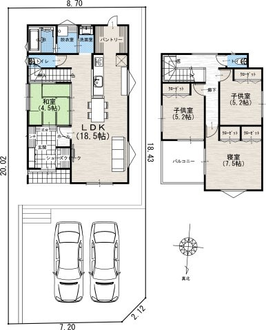 土地図＋建物プラン例