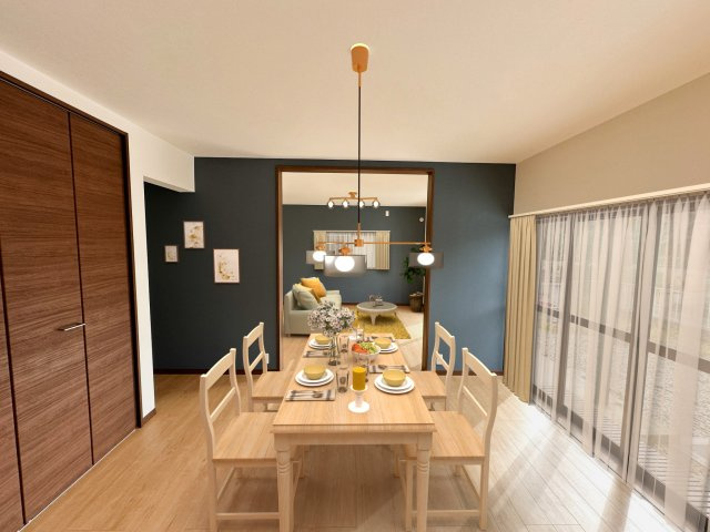 22．5帖のＬＤＫです。全面クロス張替、フローリング重張しました。※ＣＧで家具・調度品を合成しています。家具・調度品は販売価格には含まれておりません。