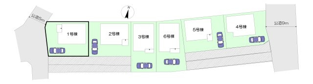 【全6棟・1号棟】　駐車1台可能です。