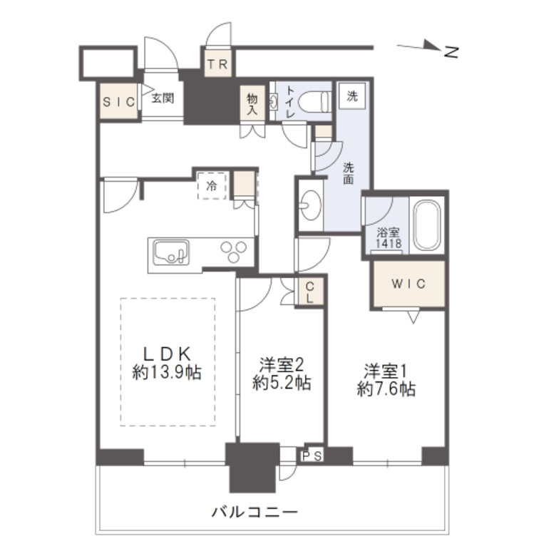 【間取り】19階東向き中部屋で眺望・日当たり良好！ WIC・SIC完備で収納充実◎