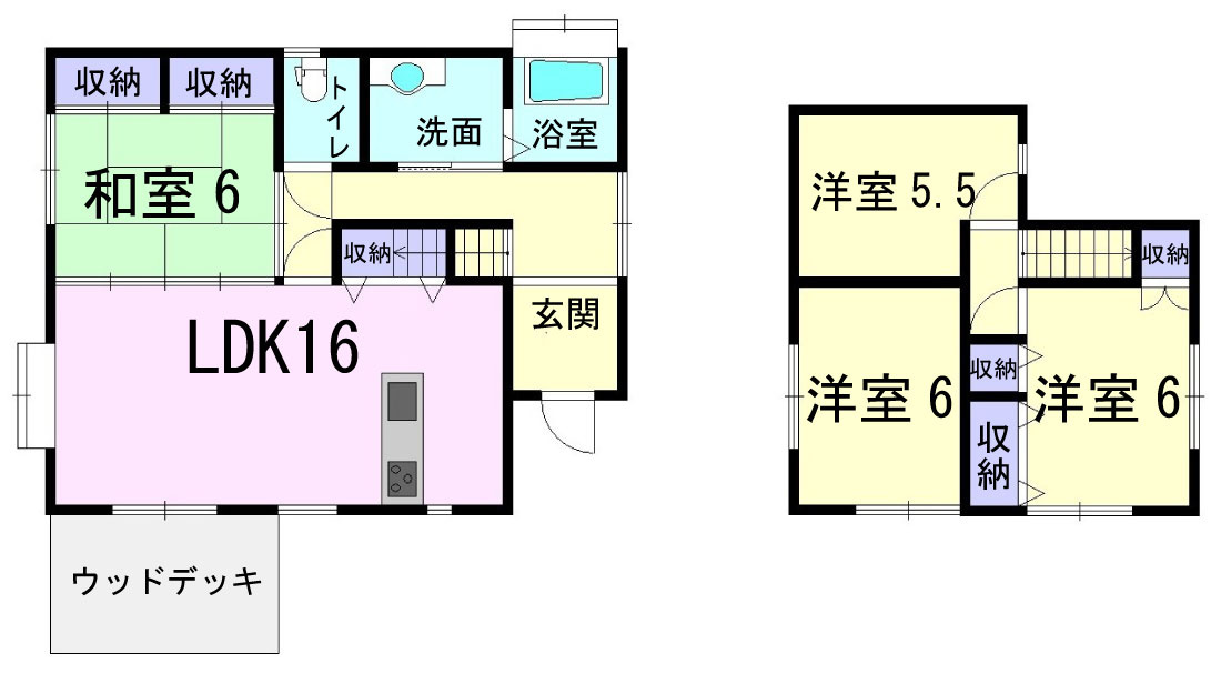 人気の対面キッチン仕様♪リビングと隣接した和室あります☆全居室に収納スペースもあります◎
