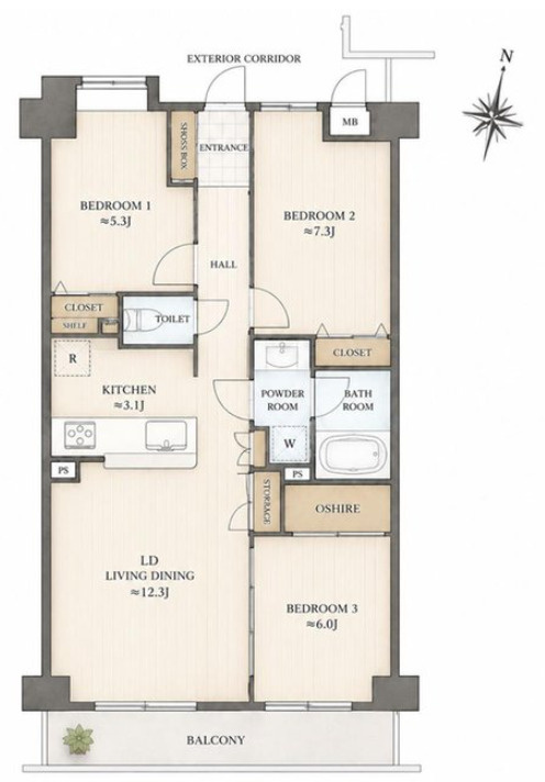 価格4480万円、専有面積71.95m2、バルコニー面積8.91m2