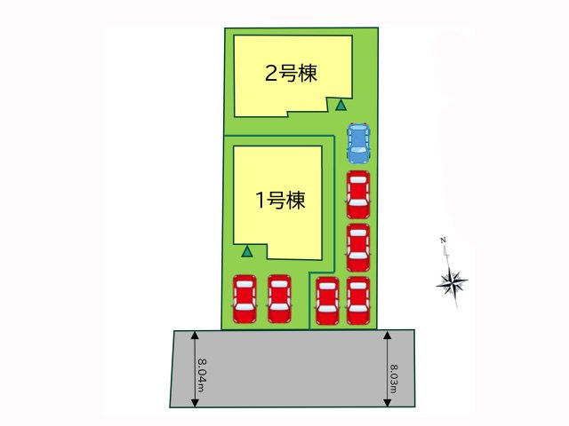 全2区画の販売です。2号棟をご参照ください。