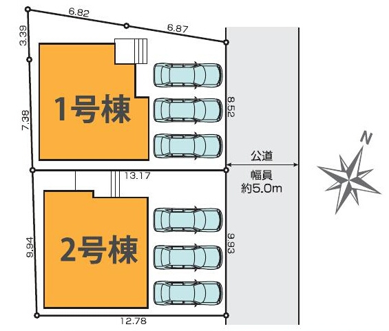 【国分寺市高木町の新築戸建ての区画図】