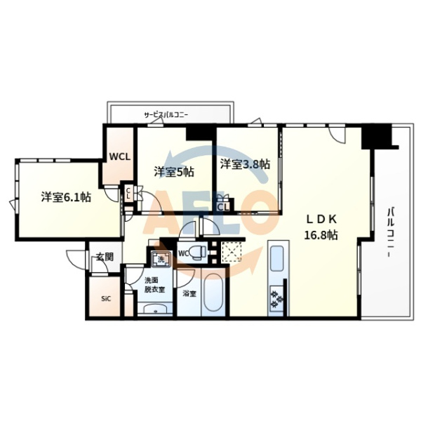 【シエリア梅田豊崎　豊崎小学校区の間取り】