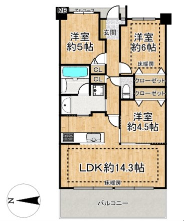 床暖房完備、リノベーションでオール洋室に改装予定です。