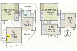 向日市物集女町北ノ口　中古戸建の間取り