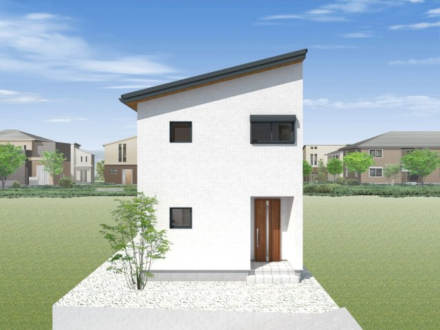 【外観パース】　2階建、大型3LDKの参考プランがございます。　詳細はお気軽にお問い合わせください。