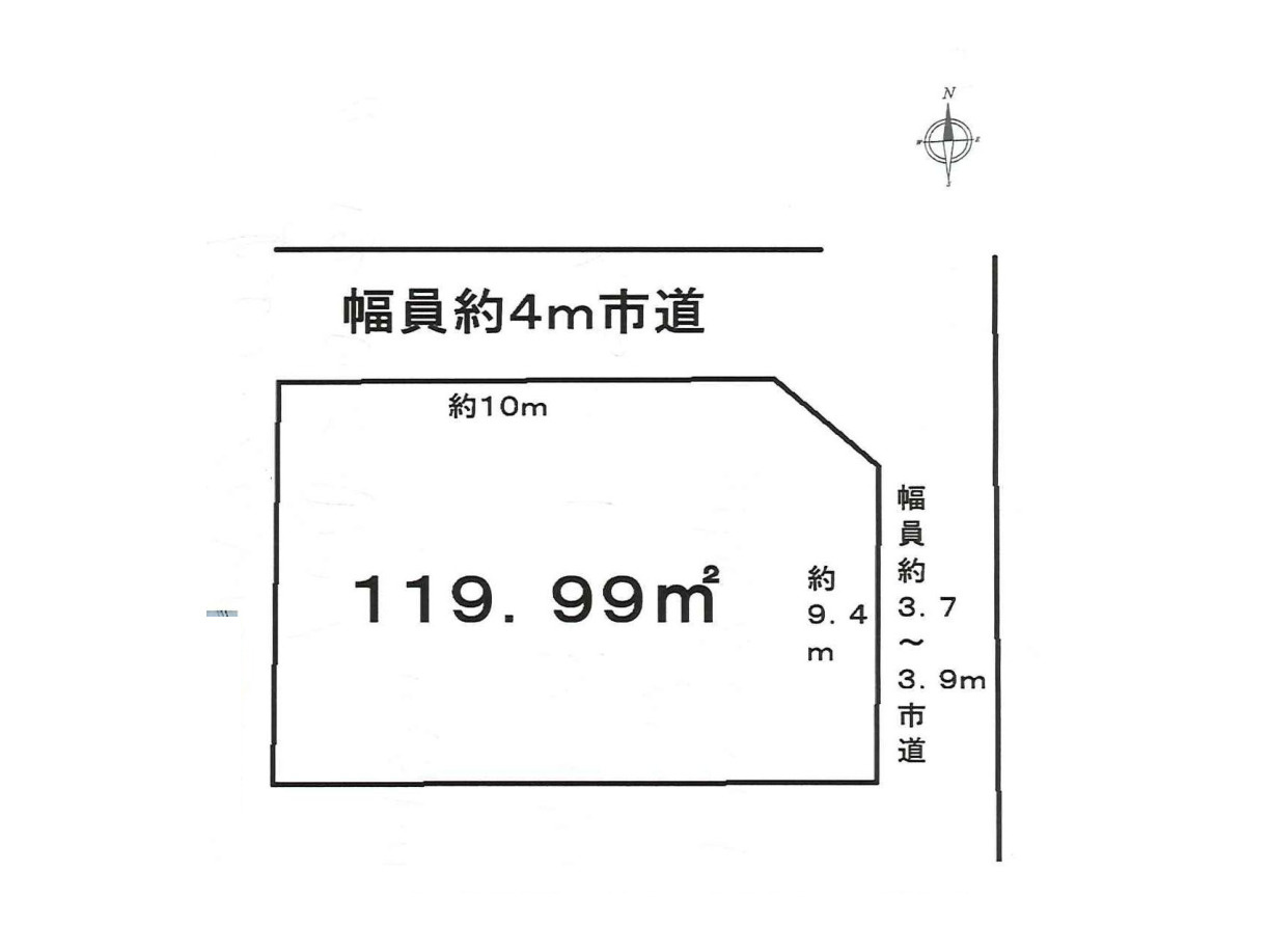 土地の形状・寸法・接道を示した図です。現況と異なる場合は現況を優先します。高低差や日当たり、境界標の位置、周辺環境は現地でご確認いただけます。見学・資料請求はお気軽にお問い合わせください。