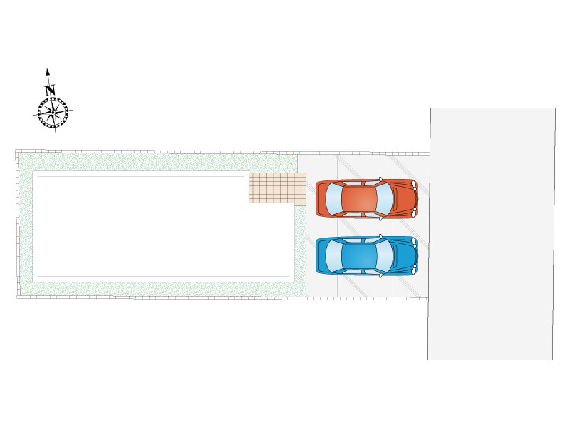 並列で2台駐車することが可能です！　急な来客やご友人が来た時でも安心ですね！