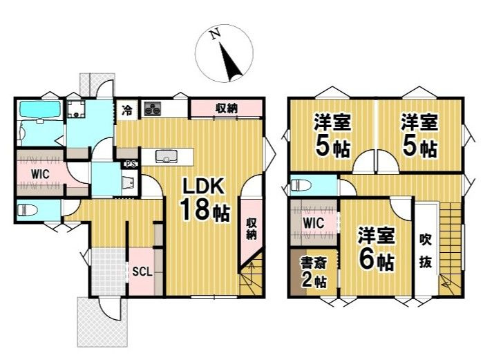 ※間取り図と現況が異なる場合には、現況を優先いたします。　2帖の書斎を備えた3SLDKです！