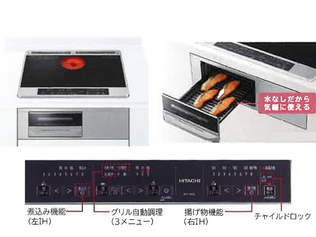 両面焼きグリルで調理もスピーディ。フラットな庫内とIHならではのガラストップで、日々のお手入れも簡単。