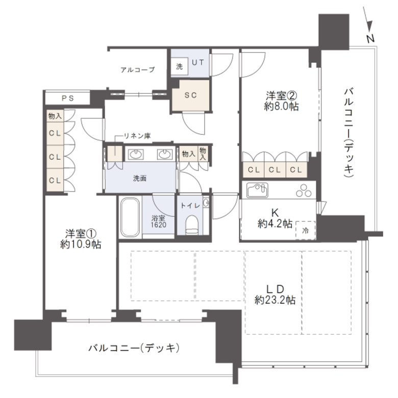 【間取り】27階・北西角住戸！高層階につき眺望・通風・採光全てが良好☆