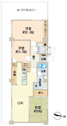 最上階角部屋、ルーフバルコニー付住戸