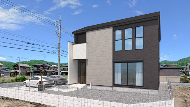 外観(完成イメージ)貴重な建築中の様子や周辺環境などを実際にご覧いただくことでより暮らしのイメージがしやすくなります。お気軽にお問い合わせください！※この画像は実際の現地の写真にCG合成したものです。