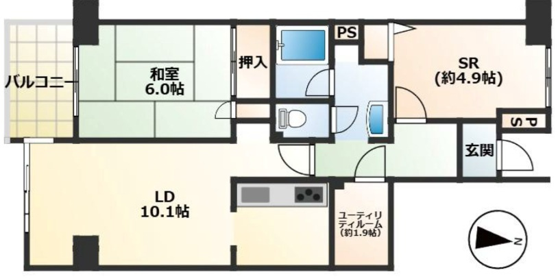 1SLDKは、サービスルーム、居室、リビングダイニングキッチンを備え、収納や趣味の空間を確保できますよ。リビングでゆったり過ごしたり、個室で休んだりと、メリハリのある生活を送りたい方におすすめですね。